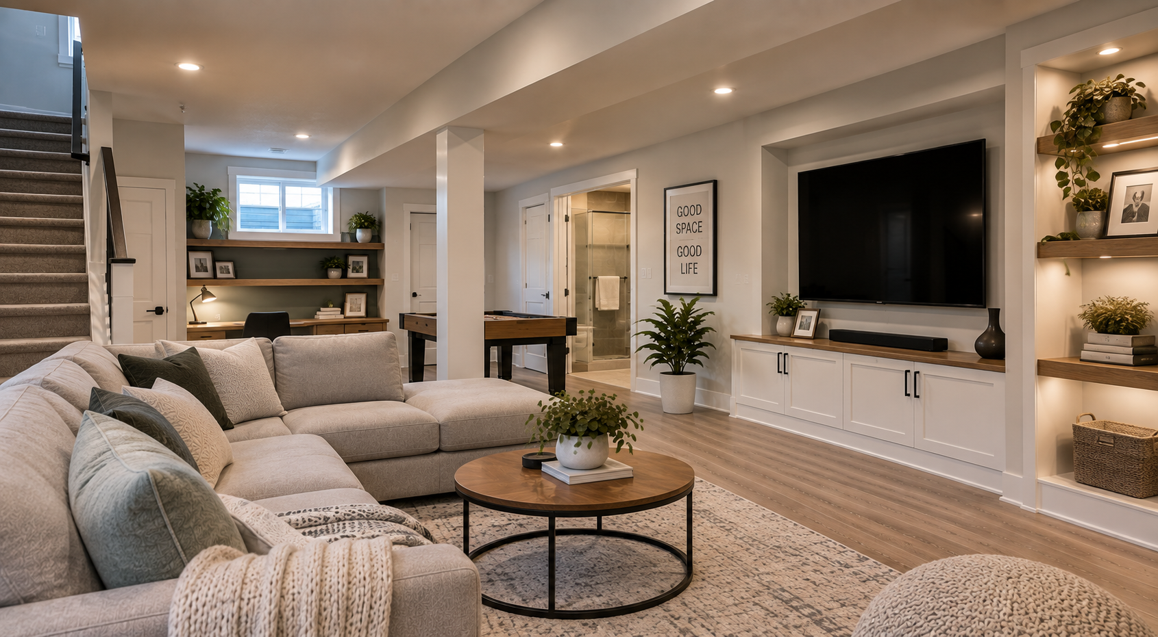 Finished basement remodeling project