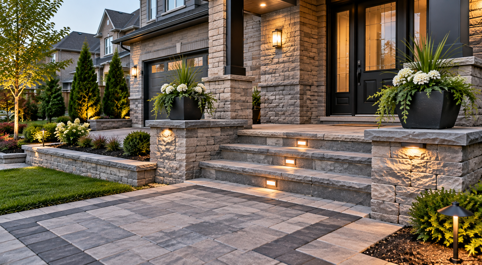 Exterior home renovation and landscaping