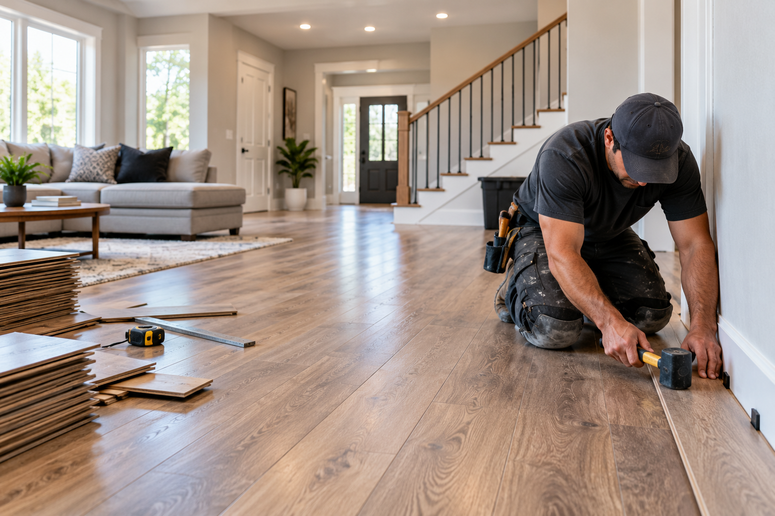 Finished residential flooring installation